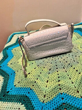 TARA Crocodile Embossed Shoulder Bag in White